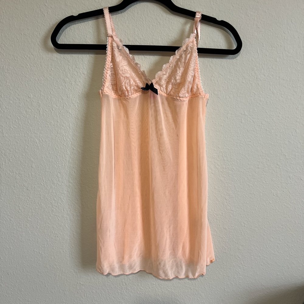 Peach Lace Trim Chemise